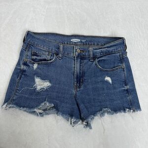 Old Navy Denim Shorts Womens 2 Blue Boyfriend Mid-Rise Distressed Frayed Hem